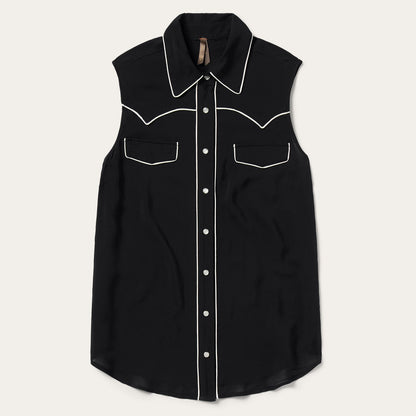 Black Sleeveless Western Shirt Women