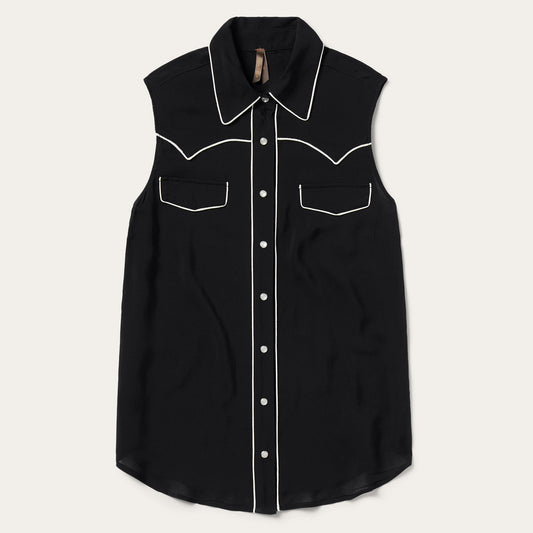Black Sleeveless Western Shirt Women