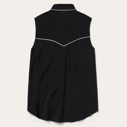 Black Sleeveless Western Shirt Women