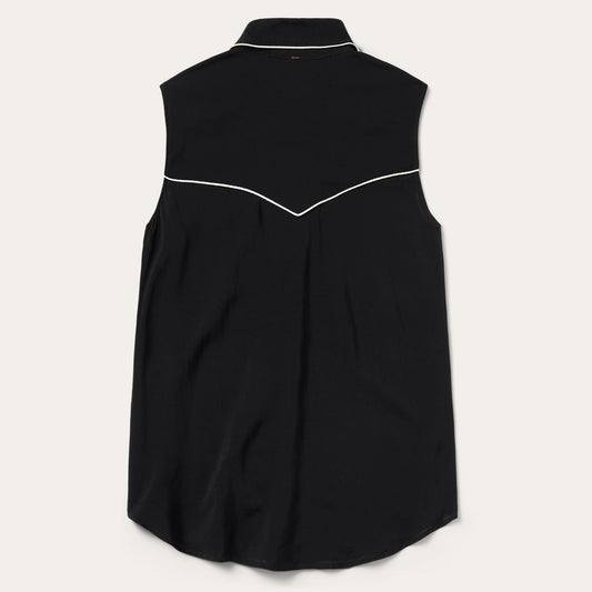 Black Sleeveless Western Shirt Women
