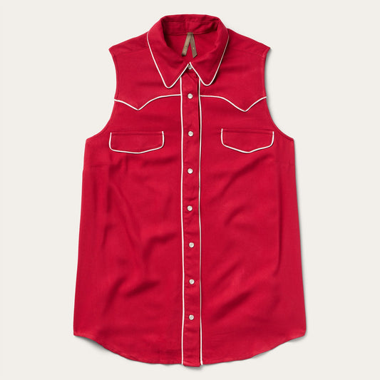 Sleeveless Retro Western Shirt Women