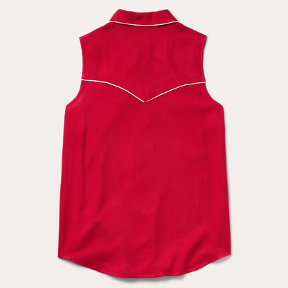Sleeveless Retro Western Shirt Women