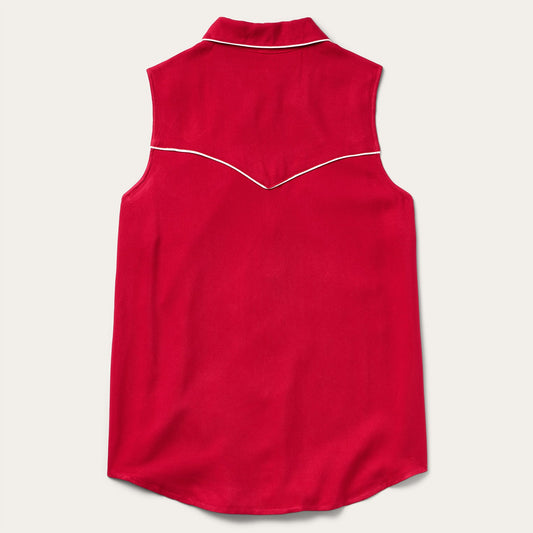 Sleeveless Retro Western Shirt Women