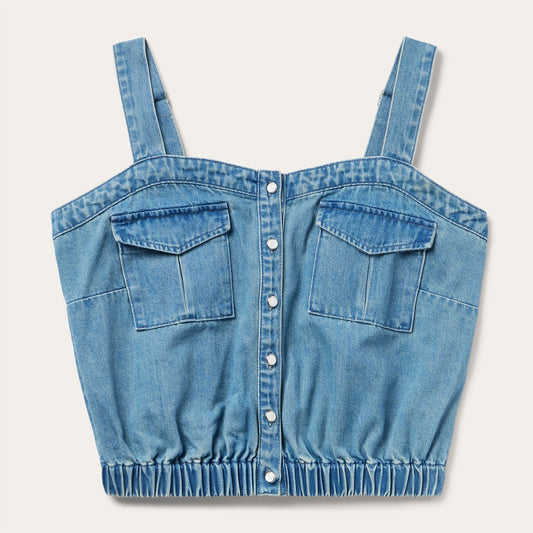 Button Front Denim Tank Top Women