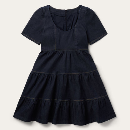 Dark Denim Dress With Contrast Top Stitching Women