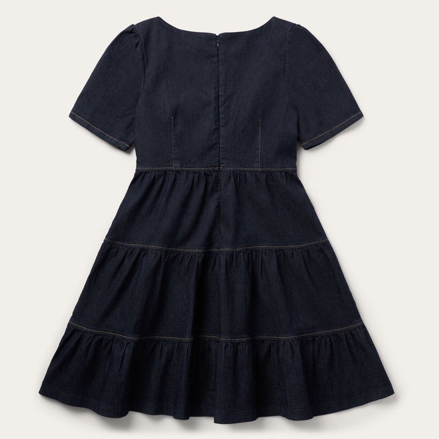 Dark Denim Dress With Contrast Top Stitching Women