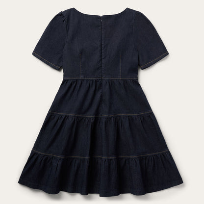 Dark Denim Dress With Contrast Top Stitching Women