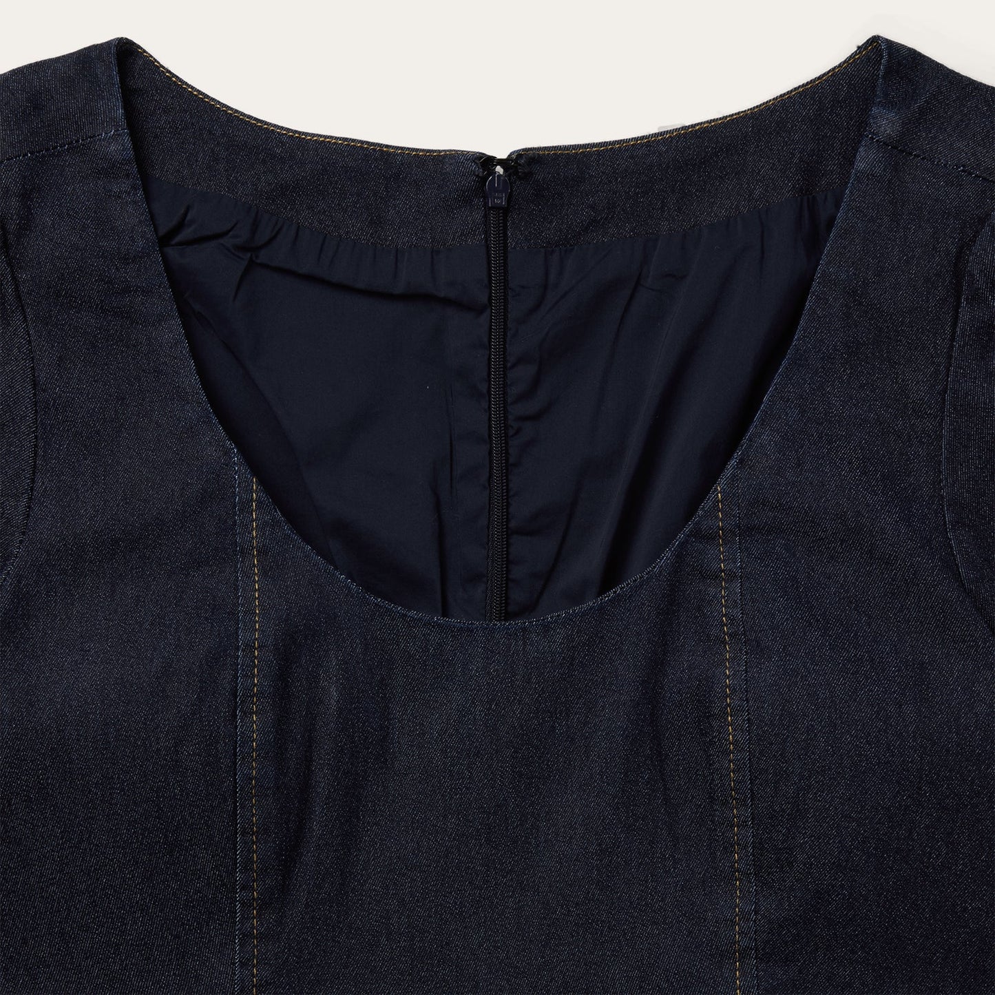 Dark Denim Dress With Contrast Top Stitching Women