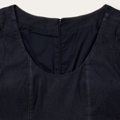 Dark Denim Dress With Contrast Top Stitching Women