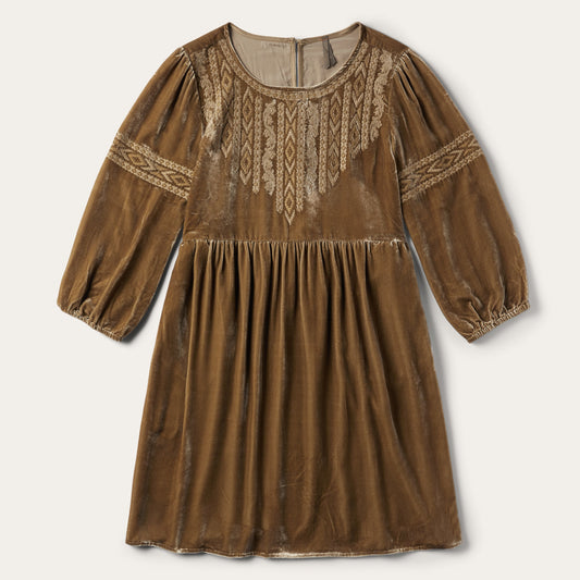 Khaki Velvet Babydoll Dress Women