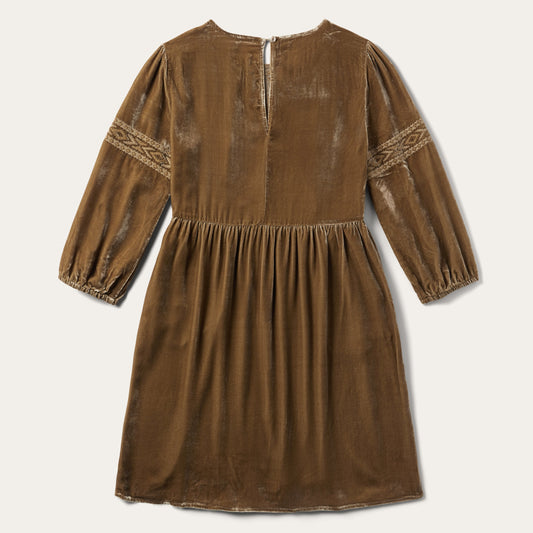 Khaki Velvet Babydoll Dress Women