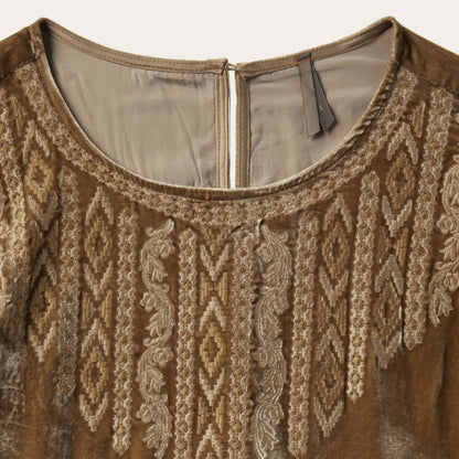 Khaki Velvet Babydoll Dress Women