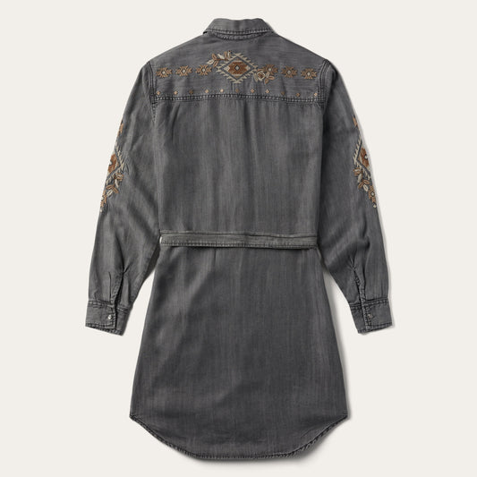 Embroidered Snap Front Shirt Dress Women