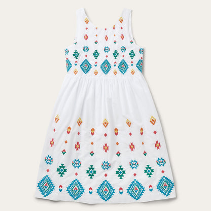 Bright Schiffli Embroidered White Cotton Lawn Dress Women