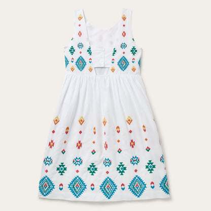 Bright Schiffli Embroidered White Cotton Lawn Dress Women