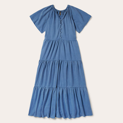 Denim Long Three Tiered Dress Women