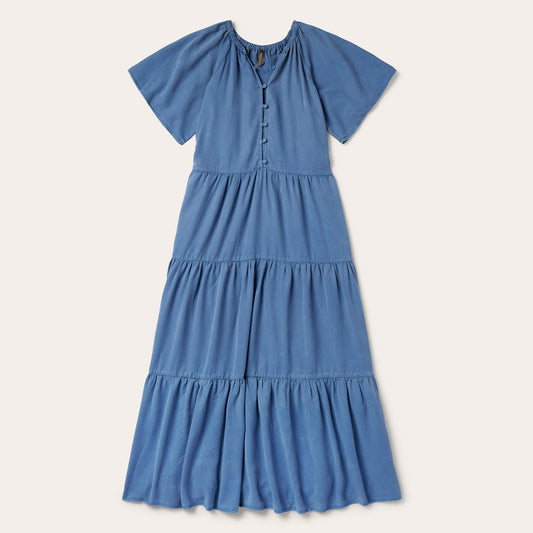 Denim Long Three Tiered Dress Women