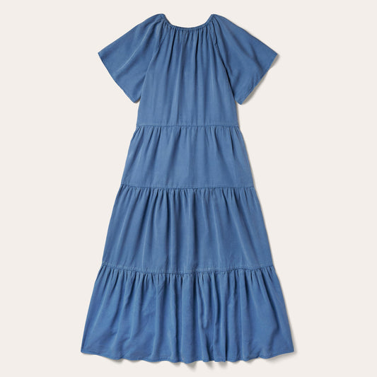 Denim Long Three Tiered Dress Women