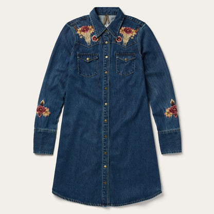 Embroidered Western Shirt Dress Women