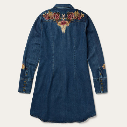 Embroidered Western Shirt Dress Women