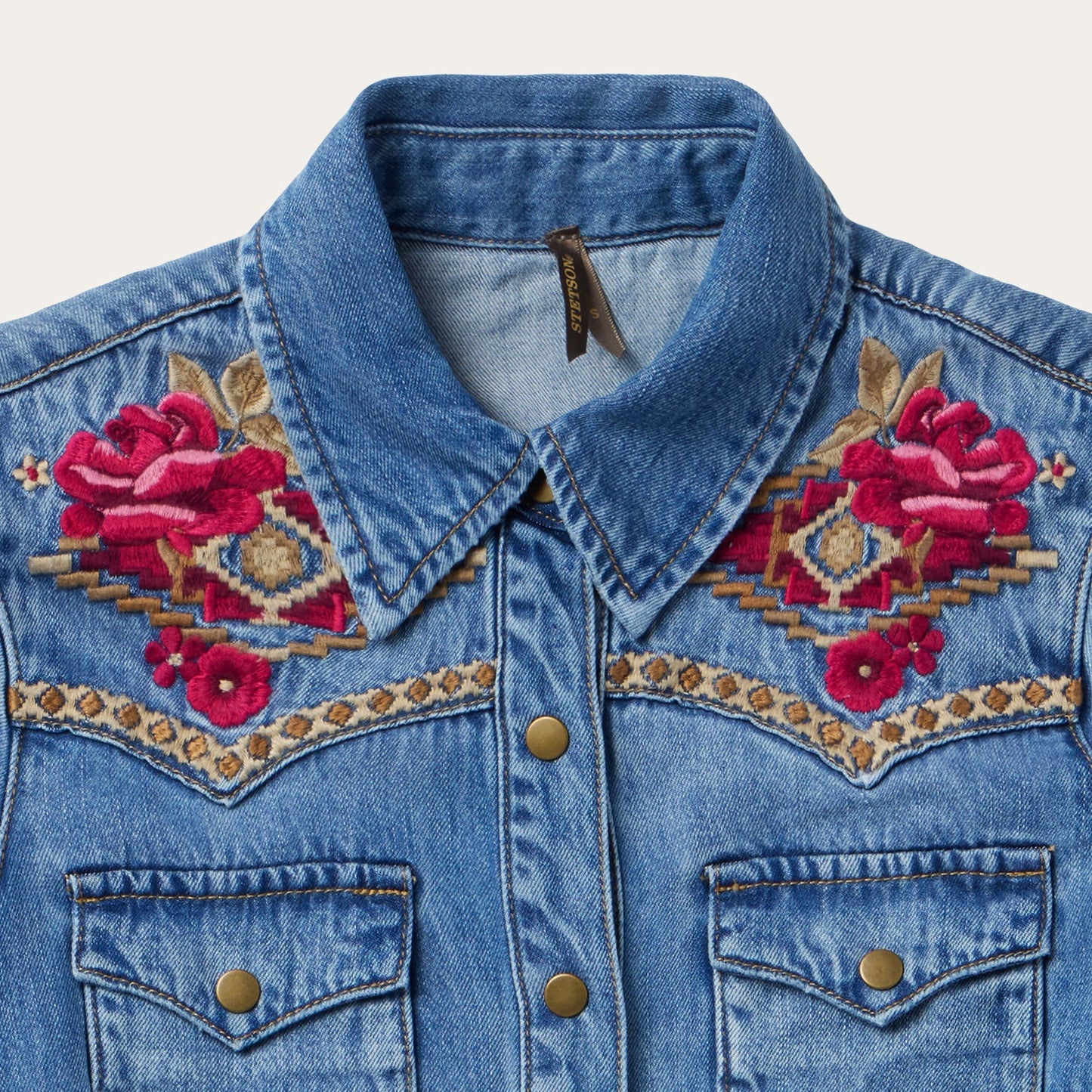 Embroidered Denim Shirt Dress Women