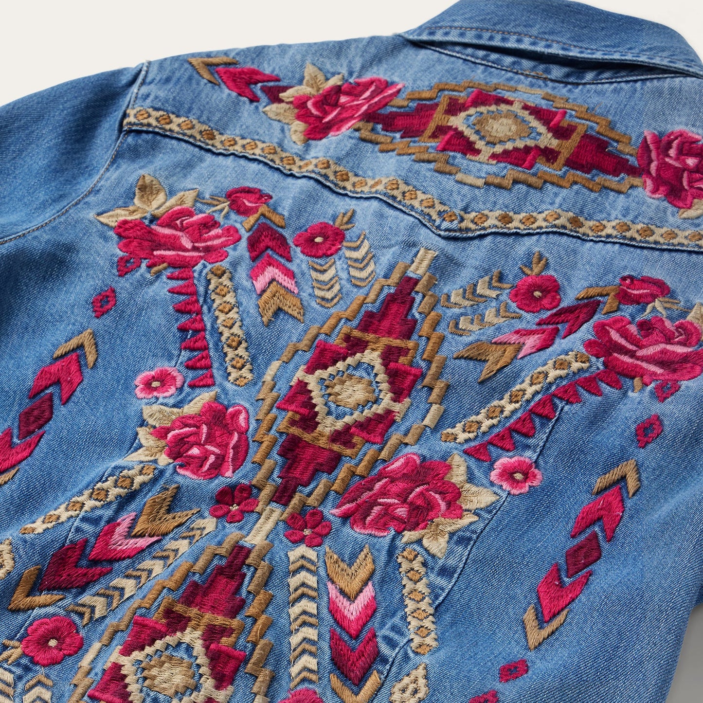Embroidered Denim Shirt Dress Women