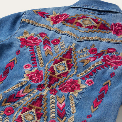 Embroidered Denim Shirt Dress Women