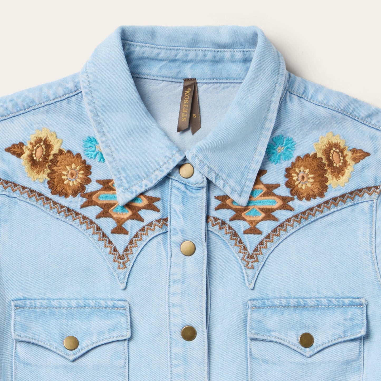 Embroidered Denim Shirt Dress Women