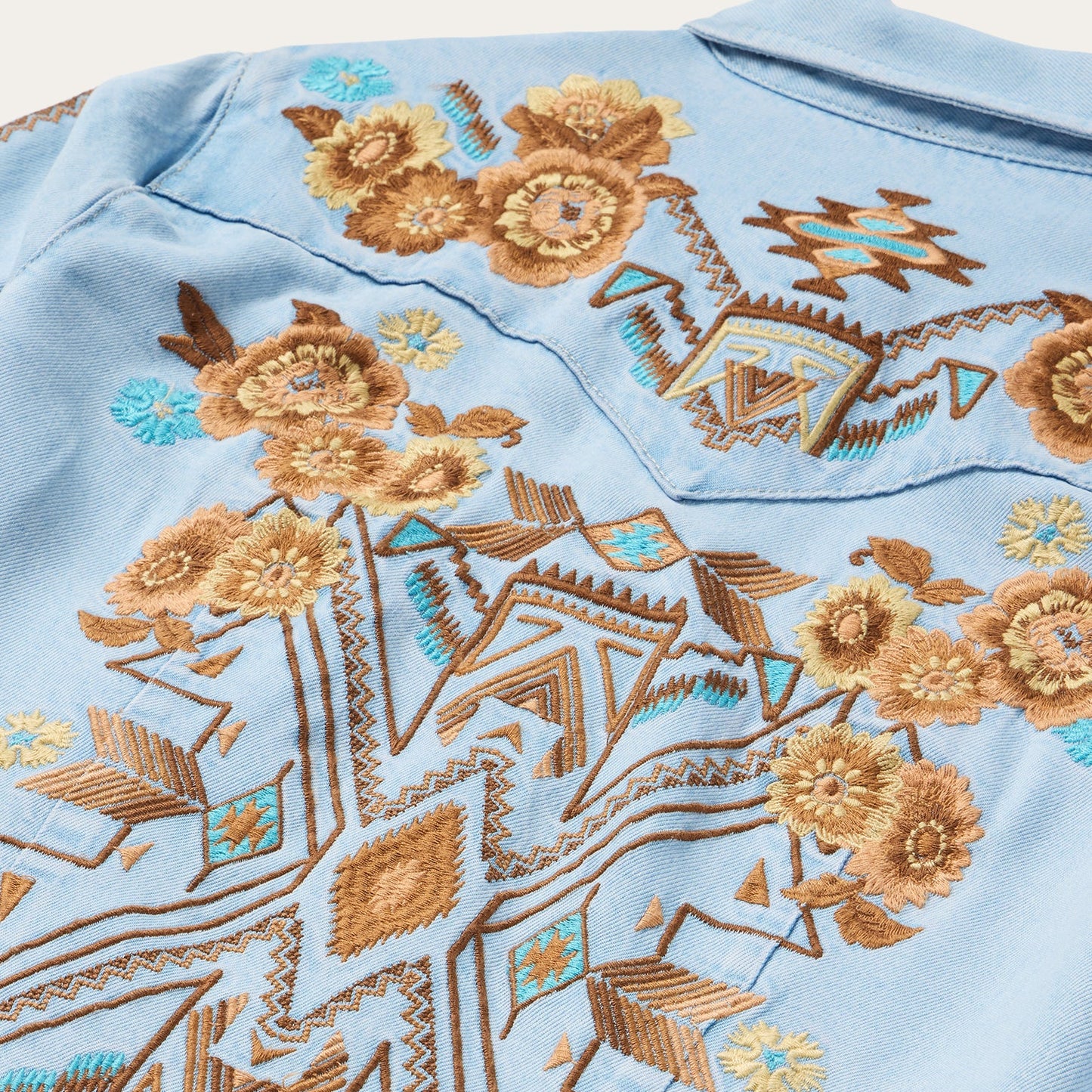 Embroidered Denim Shirt Dress Women