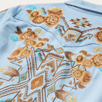 Embroidered Denim Shirt Dress Women