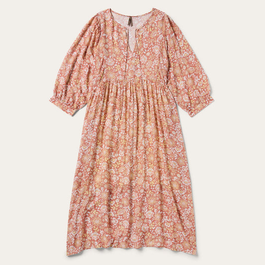 Sunset Floral Print Rayon Dress Women