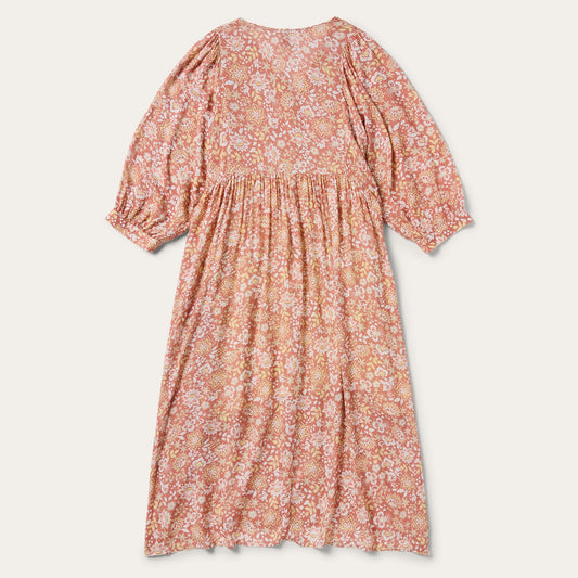 Sunset Floral Print Rayon Dress Women