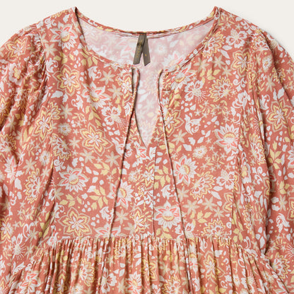 Sunset Floral Print Rayon Dress Women