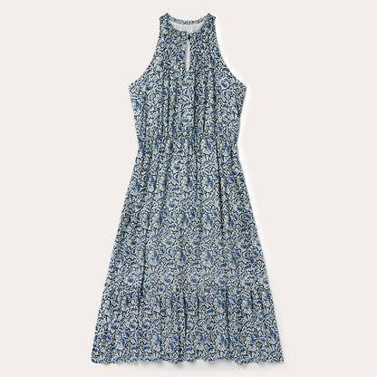Indigo Tapestry Print Prairie Dress Women