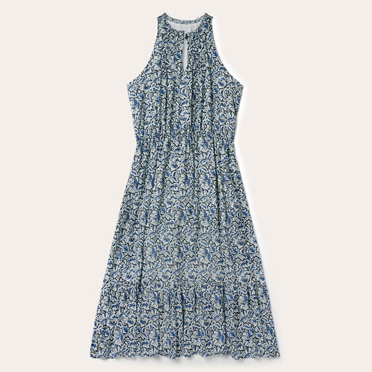 Indigo Tapestry Print Prairie Dress Women