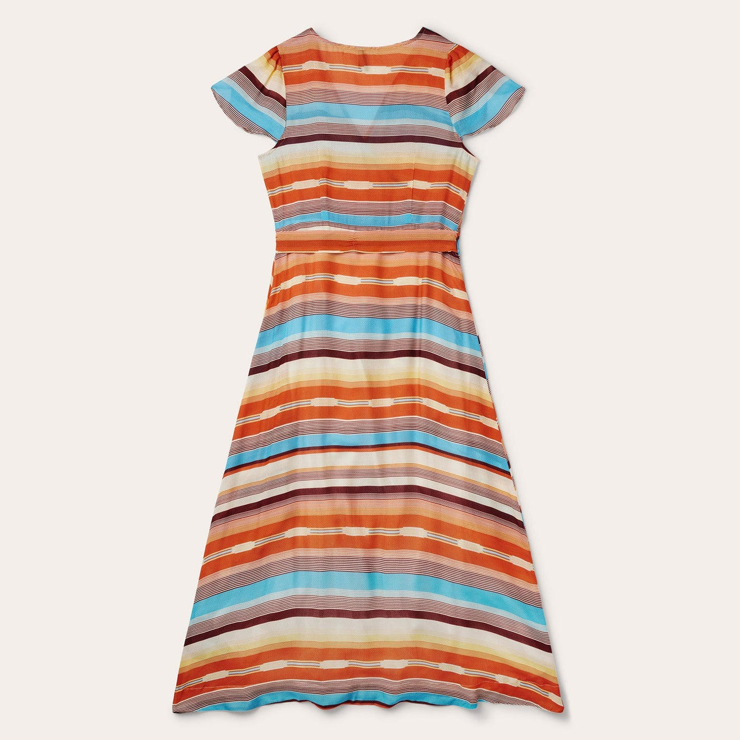 Sunset Serape Print Rayon Herringbone Wrap Front Dress Women