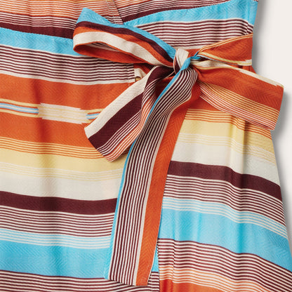 Sunset Serape Print Rayon Herringbone Wrap Front Dress Women