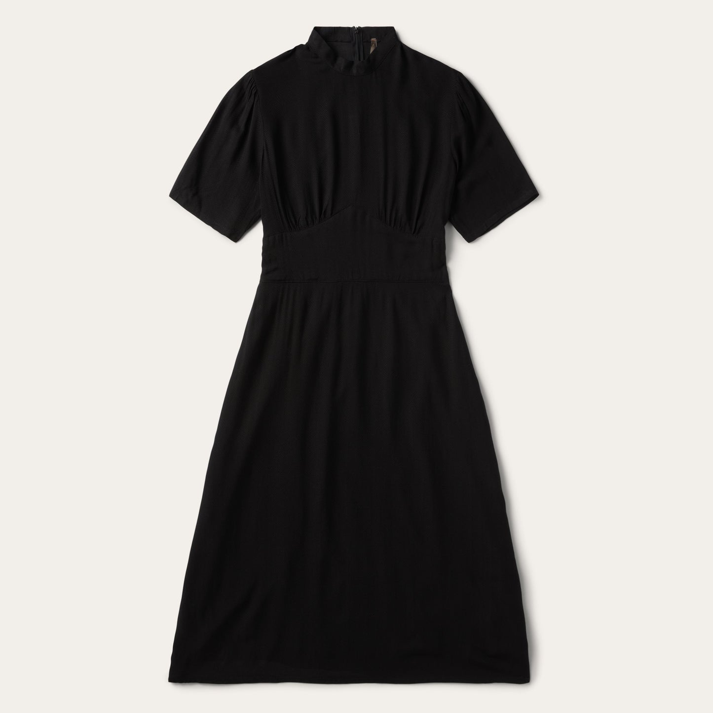 Black Herringbone Twill Midi Dress Women