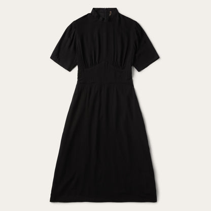 Black Herringbone Twill Midi Dress Women