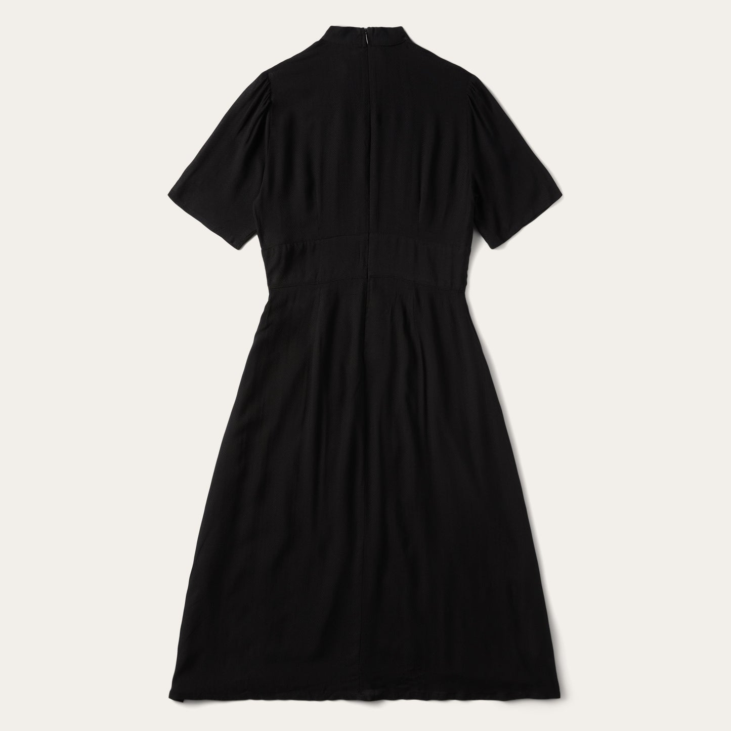 Black Herringbone Twill Midi Dress Women
