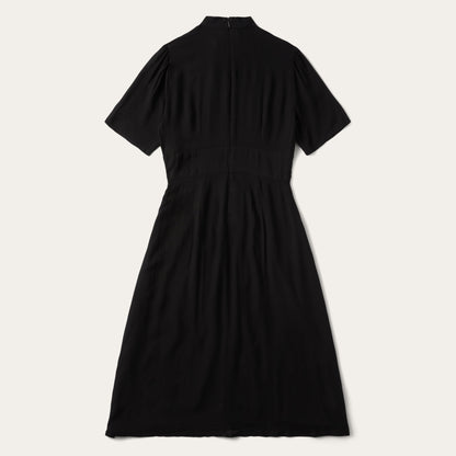 Black Herringbone Twill Midi Dress Women