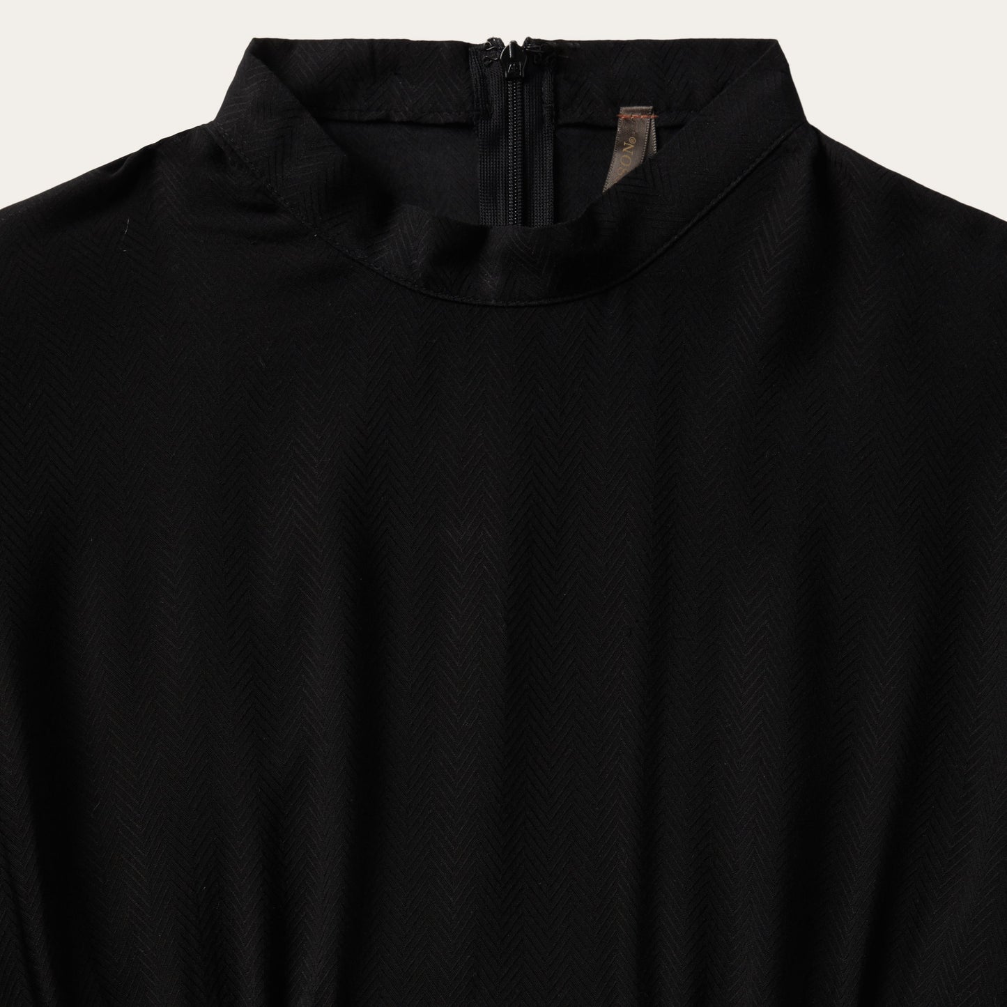 Black Herringbone Twill Midi Dress Women