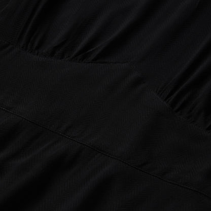 Black Herringbone Twill Midi Dress Women