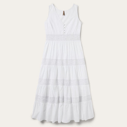 White Cotton Lawn Sleeveless Dress Women