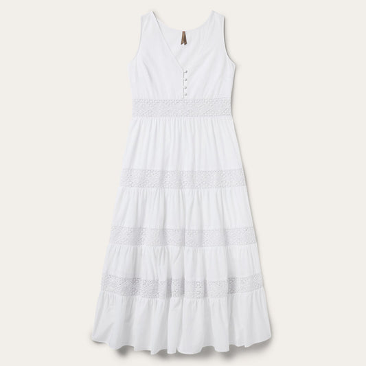 White Cotton Lawn Sleeveless Dress Women