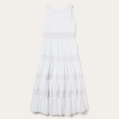 White Cotton Lawn Sleeveless Dress Women