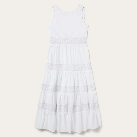 White Cotton Lawn Sleeveless Dress Women