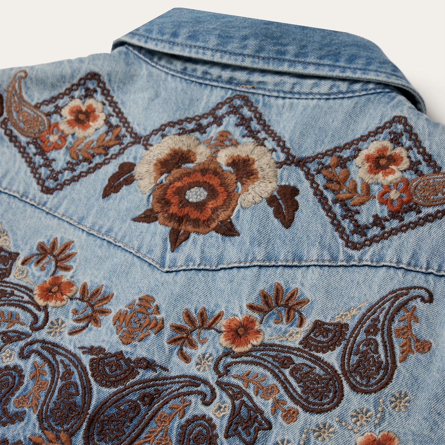 Floral Embroidered Denim Shirt Dress Women