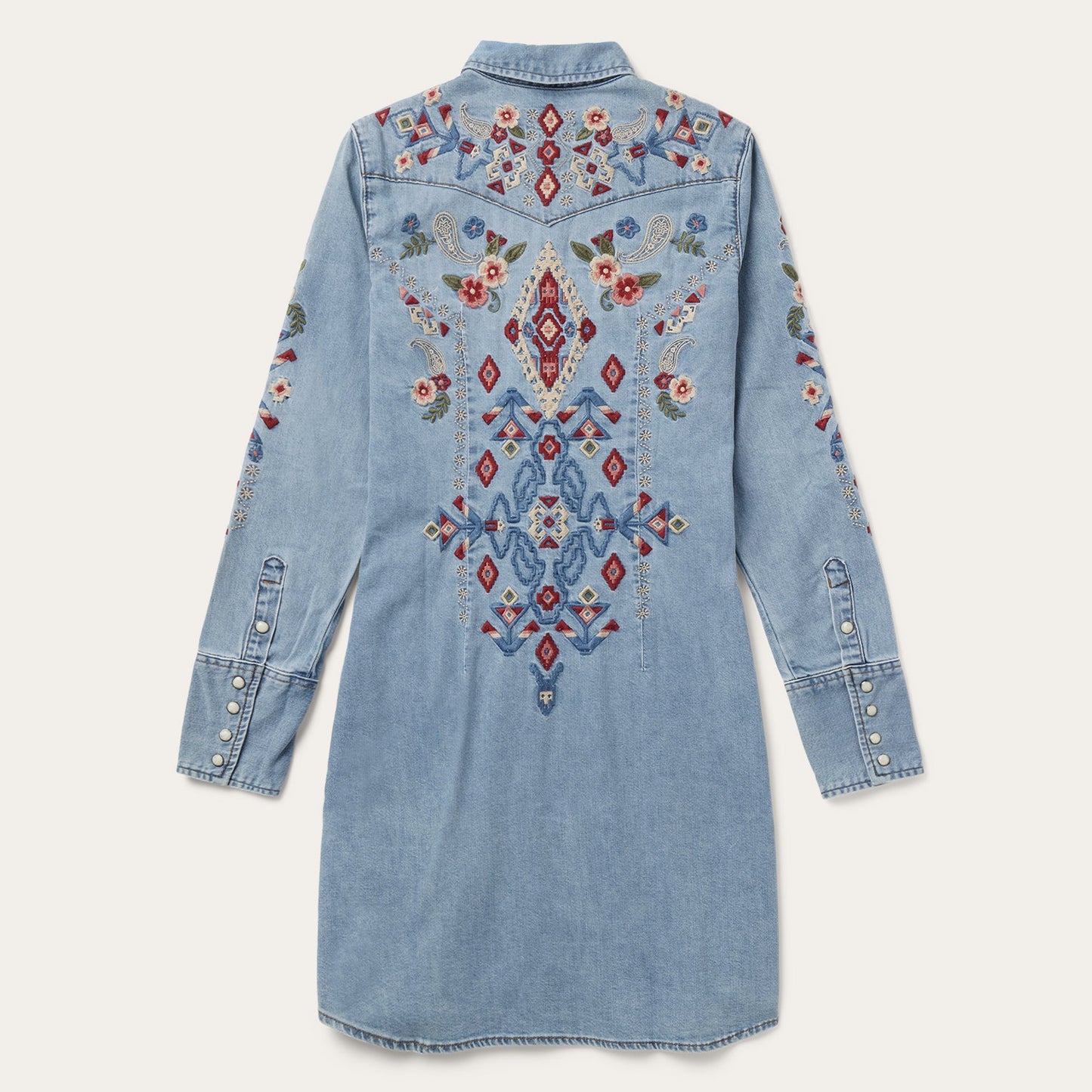 Embroidered Denim Shirt Dress Women