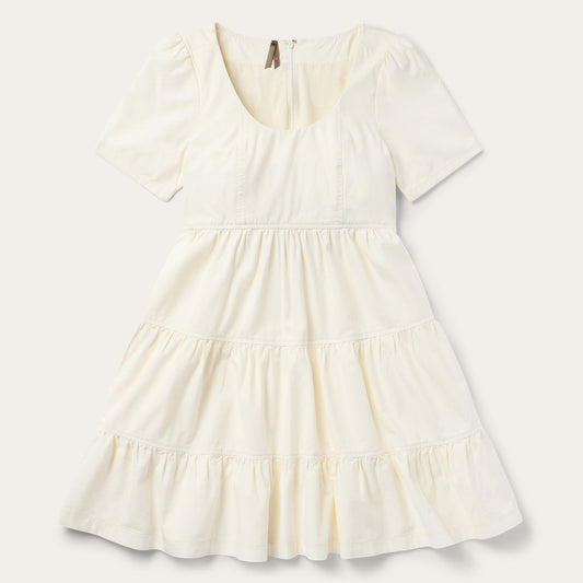 Cream Denim Tiered Dress Women